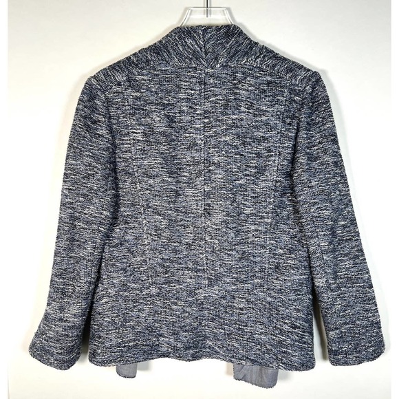 Vince Women's Textured Marled Tweed Draped Jacket L Blue Open Cascade EUC! - Picture 3 of 9